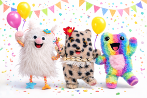Fluffy knuffel kinderfeestje